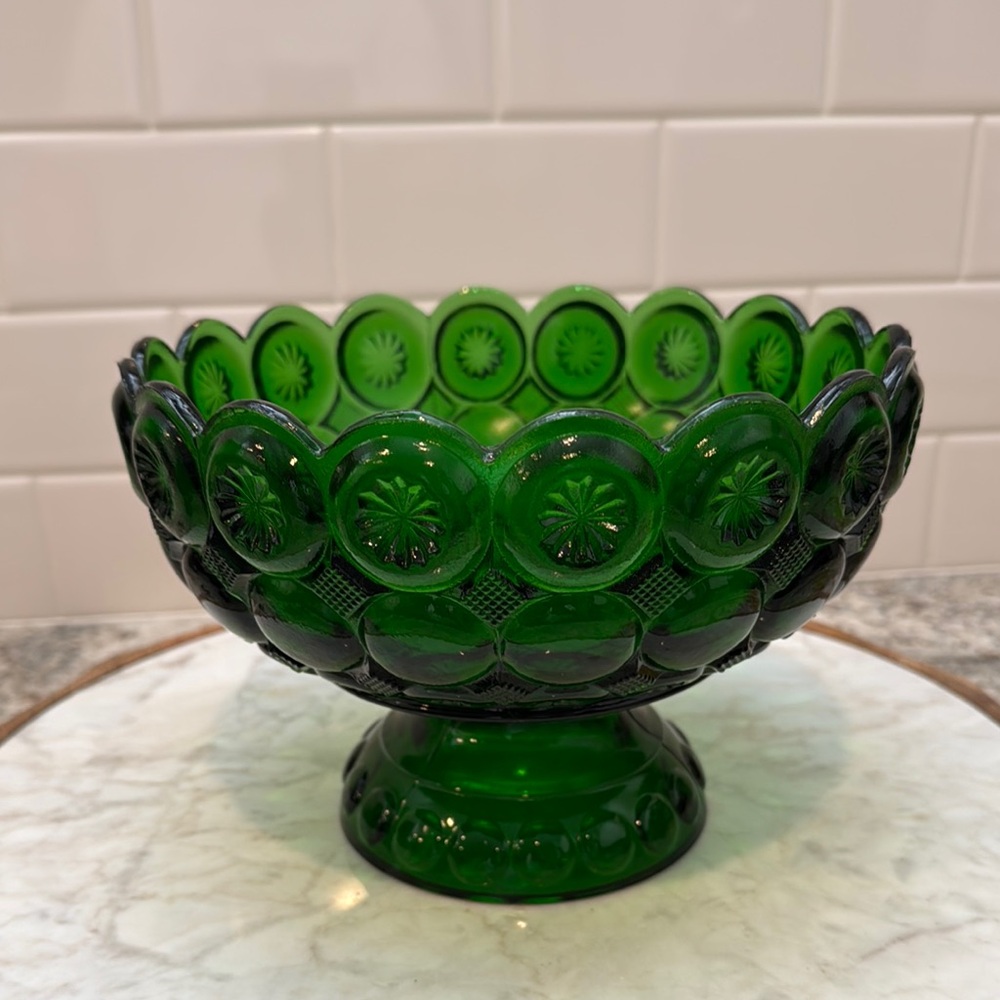 Vintage Green Glass Bowl
